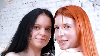 Two skinny teens Aliska Diabolical and Marica Shanti helter-skelter a mega gangbang with DPP DAP TP EKS266